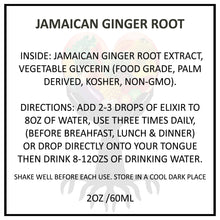 Load image into Gallery viewer, JAMAICAN GINGER ROOT TONIC ELIXIR 2OZ/60ML (FREE SHIPPING)